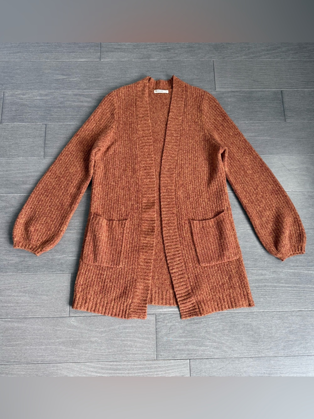 Marine Layer Ontario Cardigan Rust Orange S Cozy Open Front Cotton Blend Sweater - Picture 13 of 15